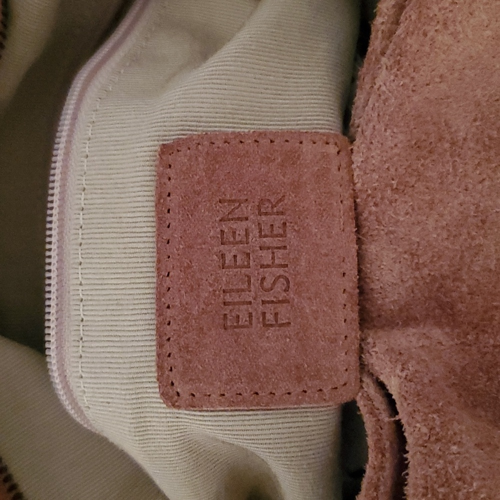 Suede bag by Eileen Fisher. NWOT. Braided shoulder strap. Camel color